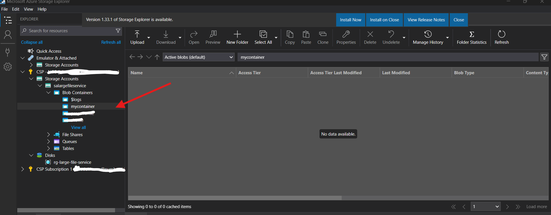 Create “mycontainer” for testing