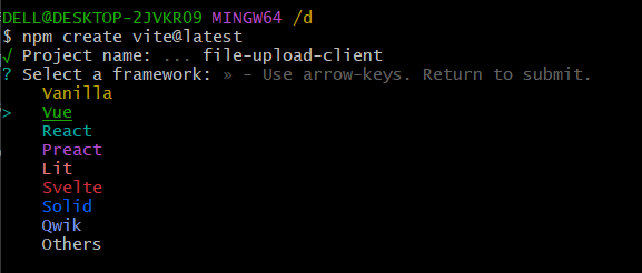 Select the Vue and press enter