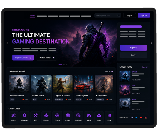 Gaming platform dashboard UI built by Vivasoft through staff augmentation for a video game fintech platform